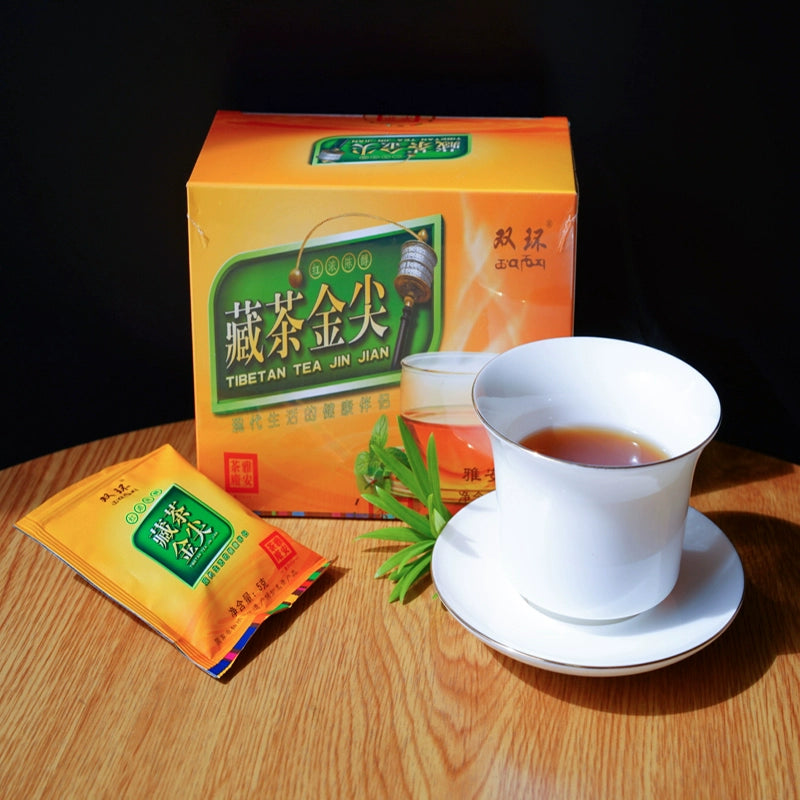 ‘Shuanghuan’ Golden Tip Boxed Bagged Tea - Ya'an Tibetan Dark Tea, 100g